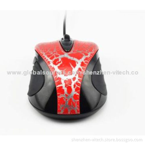Comfortable USB Optical Mouse with 2,800cpi Adjustable Speed, Rubber Handle Groove
